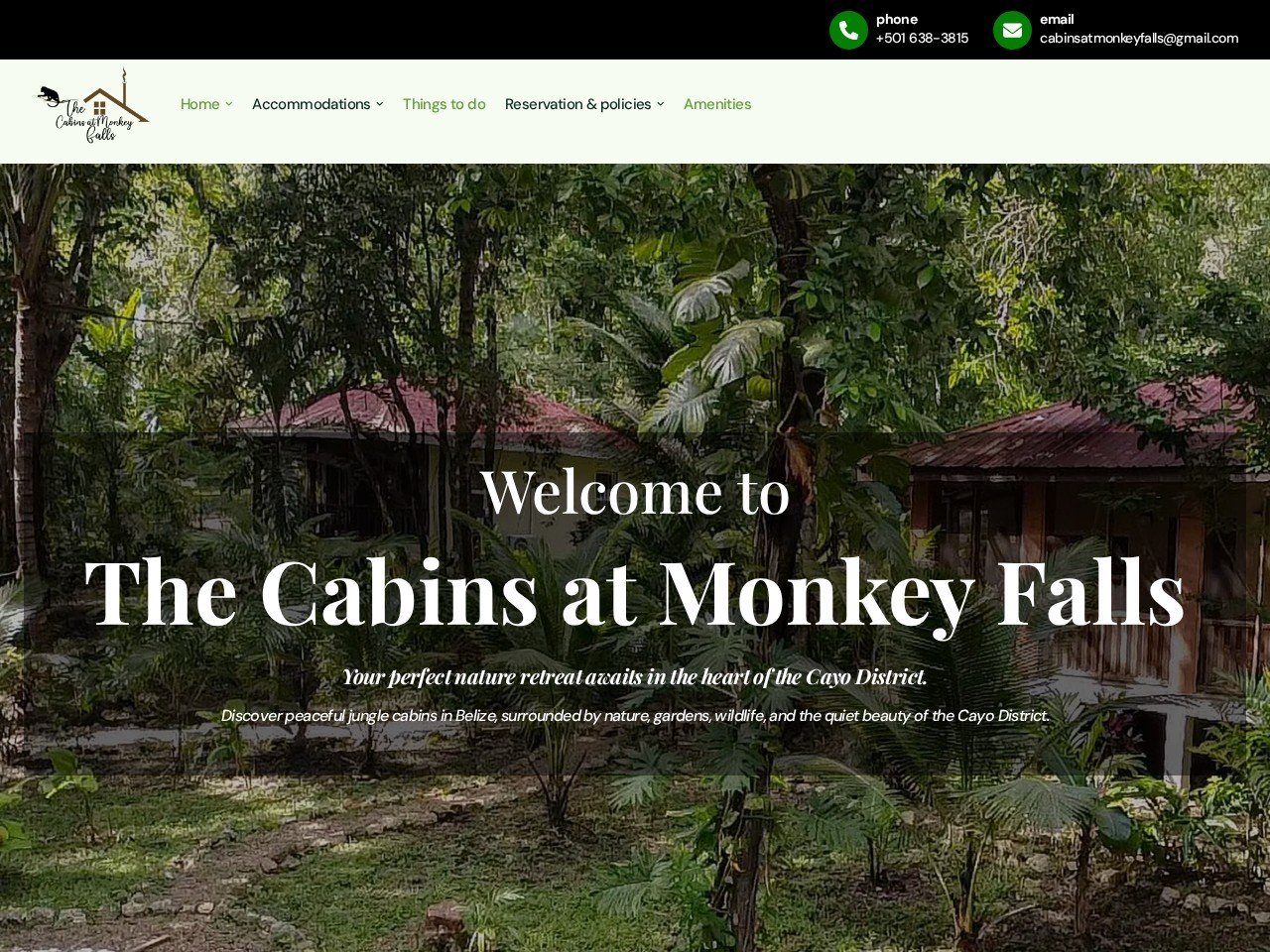 The Cabins at Monkey Falls homepage preview
